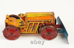 Vintage Antique 1930s Marx Tin Litho Wind Up Farm Tractor with Seven Implements