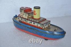 Vintage Battery MARX Trademark Litho Boat/Ship Tin Toy, Hong Kong