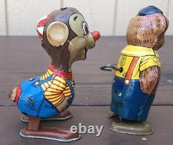 Vintage Chein Bear & Marx Chipmunk Tin Litho Wind Up Toy Made In USA /japan