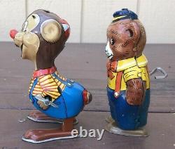 Vintage Chein Bear & Marx Chipmunk Tin Litho Wind Up Toy Made In USA /japan