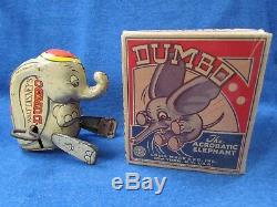 Vintage Disney 1941 Dumbo The Acrobatic Elephant Tin Wind-up Marx Toy Rare Box