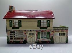 Vintage Disney Marx Doll House & Furniture 2 Stories & Box Tin Toy Metal #B
