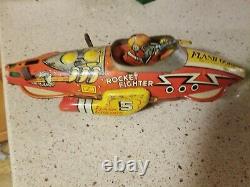 Vintage Flash Gordon windup Rocket Fighter Tin toy by Marx