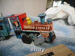 Vintage Flintstones Bedrock Express Choo choo Train tin wind up toy Marx 60s