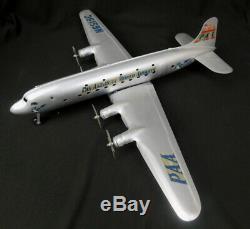Vintage Large 27 Marx pressed steel tin metal Pan American toy 4 prop airplane
