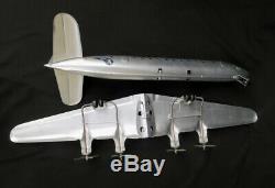 Vintage Large 27 Marx pressed steel tin metal Pan American toy 4 prop airplane