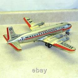 Vintage Line Mar Japan Tin American Airlines DC7 Plane, Battery Operated
