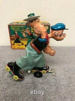Vintage Linemar Marx Popeye the Roller Skater Wind-Up TIN Toy withOriginal Box