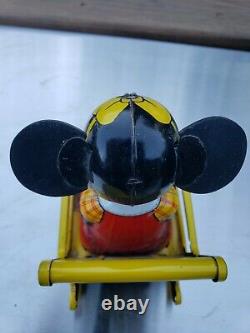 Vintage Linemar Marx Tin Litho Windup Knitting Mechanical Minnie Mouse Disney