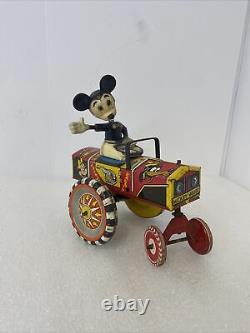 Vintage Louis Marx 1940s Walt Disney Mickey Mouse Dipsy Car Windup Tin Toy