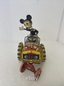 Vintage Louis Marx 1940s Walt Disney Mickey Mouse Dipsy Car Windup Tin Toy