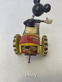 Vintage Louis Marx 1940s Walt Disney Mickey Mouse Dipsy Car Windup Tin Toy