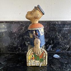 Vintage Louis Marx & Co Tin Windup POPEYE & PARROT Cages 1935 Wind-Up Metal Toy