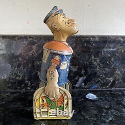 Vintage Louis Marx & Co Tin Windup POPEYE & PARROT Cages 1935 Wind-Up Metal Toy