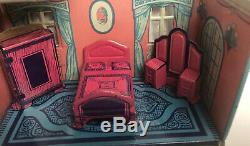 Vintage Louis Marx Honeymoon 5 Rooms With Furniture Tin Litho Playset Circa 1930