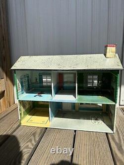 Vintage Louis Marx MAR Toys Lithograph Tin Dollhouse 2 Story Colonial