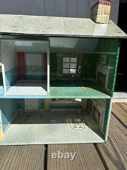 Vintage Louis Marx MAR Toys Lithograph Tin Dollhouse 2 Story Colonial