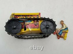 Vintage Louis Marx Midget Climbing Tractor Tin Litho Wind Up Toy with Original Box