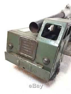 Vintage Louis Marx Mobile Lumar Long Range Atomic Cannon Truck Green Read Desrip