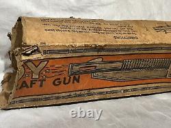 Vintage Louis Marx Tin Lithograph Anti-Aircraft Machine Gun Wind-up Toy USA