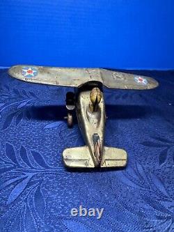 Vintage Louis Marx Tin Wind Up Looping Roll Over Airplane