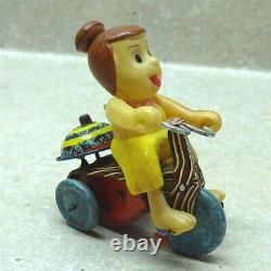 Vintage Louis Marx Wilma Flintstone Windup Tricycle, Hanna Barberra, Works