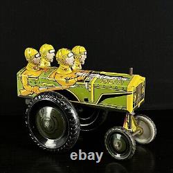 Vintage MARX ARMY JUMPIN JEEP Wind-Up Tin Military Toy