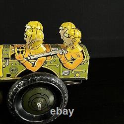 Vintage MARX ARMY JUMPIN JEEP Wind-Up Tin Military Toy