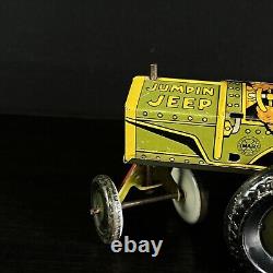 Vintage MARX ARMY JUMPIN JEEP Wind-Up Tin Military Toy