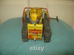 Vintage MARX Caterpillar Tractor & Blade WIndup LItho Tin Working withKey Neat Toy