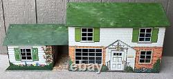 Vintage MARX DOLLHOUSE Tin Lithograph FURNITURE ASSESORIES Green Roof BREEZEWAY