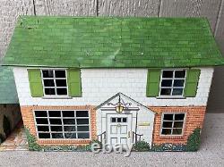 Vintage MARX DOLLHOUSE Tin Lithograph FURNITURE ASSESORIES Green Roof BREEZEWAY
