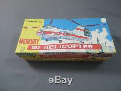 Vintage MARX MECHANICAL WIND UP TIN LITHO MERCURY 107 HELICOPTER withBOX