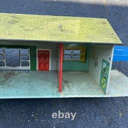 Vintage MARX TIN RANCH DOLL HOUSE Play Set 1950s Litho Metal MCM Mid Century EUC