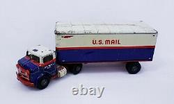 Vintage MARX TOYS V-172 U S Mail Postal Truck & Trailer 25 Tin Litho. 1950's
