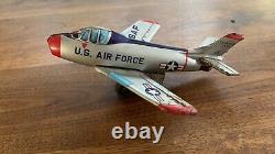 Vintage MARX Tin Friction Air Force Fighter Jet Airplane