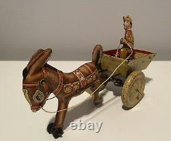 Vintage MARX Tin Litho DONKEY AND CART Wind-Up Toy