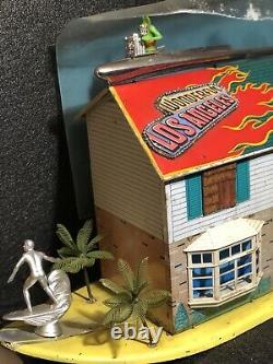 Vintage MARX Tin Litho Metal Dollhouse House Toy Surf Club House Customized