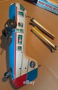 Vintage MARX Tin Litho Wind Up MOON PATROL HELICOPTER Space TOY w Orig BOX