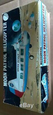 Vintage MARX Tin Litho Wind Up MOON PATROL HELICOPTER Space TOY w Orig BOX