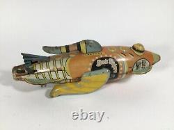 Vintage MARX Tin Lithograph BUCK ROGERS Wing Up Toy Rocket Ship
