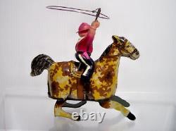 Vintage MARX Tin Lithograph RIDE'EM COWBOY Wind-up Toy (WORKING CONDITION)