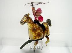 Vintage MARX Tin Lithograph RIDE'EM COWBOY Wind-up Toy (WORKING CONDITION)