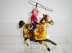 Vintage MARX Tin Lithograph RIDE'EM COWBOY Wind-up Toy (WORKING CONDITION)