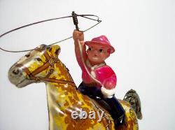 Vintage MARX Tin Lithograph RIDE'EM COWBOY Wind-up Toy (WORKING CONDITION)