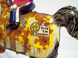 Vintage MARX Tin Lithograph RIDE'EM COWBOY Wind-up Toy (WORKING CONDITION)