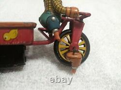Vintage MARX Tin Toy Rare Rabbit Pulling Wagon Some Damage Read