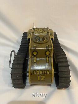 Vintage MARX Toys 12 Army Tank Litho Wind Up Tin Military Toy 1334539 USA Rare