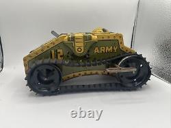 Vintage MARX Toys 12 Army Tank Litho Wind Up Tin Military Toy USA Rare Working