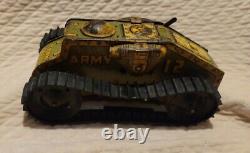 Vintage MARX Toys 12 Army Tank Litho Wind Up Tin Military Toy USA Rare Working